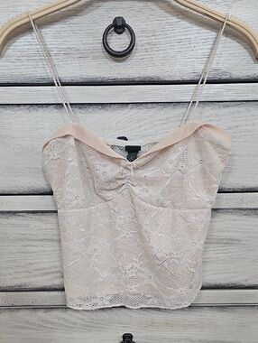 Lace Tan / Cream Crop Tanktop Size xs